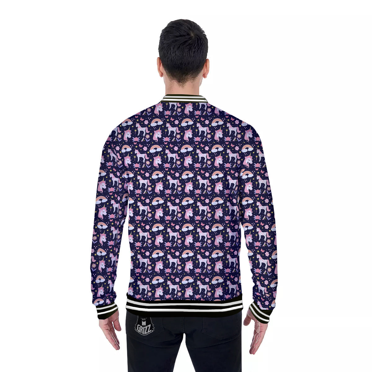 Star Unicorn Cute Night Print Pattern Baseball Jacket-grizzshop