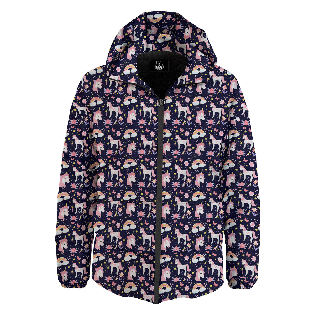 Star Unicorn Cute Night Print Pattern Down Jacket-grizzshop