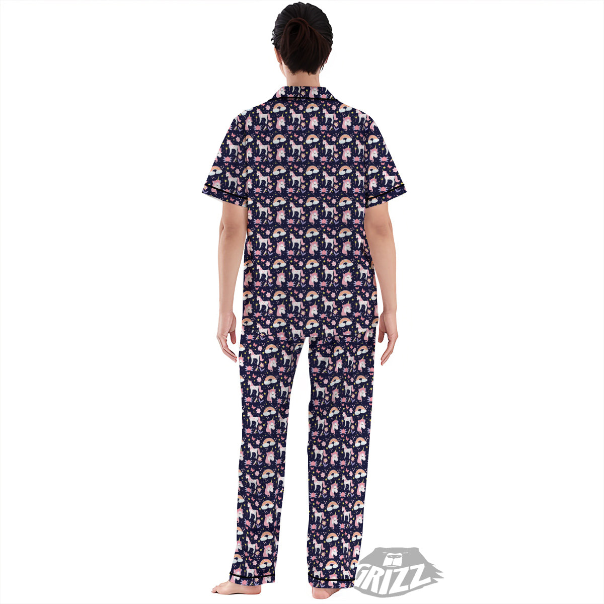 Star Unicorn Cute Night Print Pattern Women's Pajamas Set-grizzshop