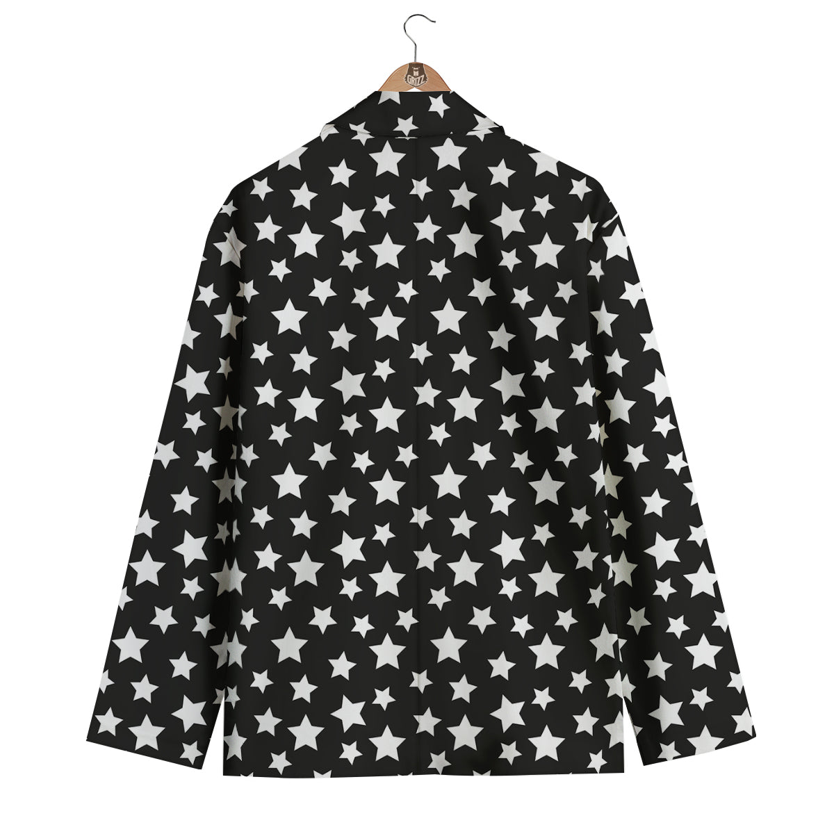 Star White And Black Print Pattern Men's Blazer-grizzshop