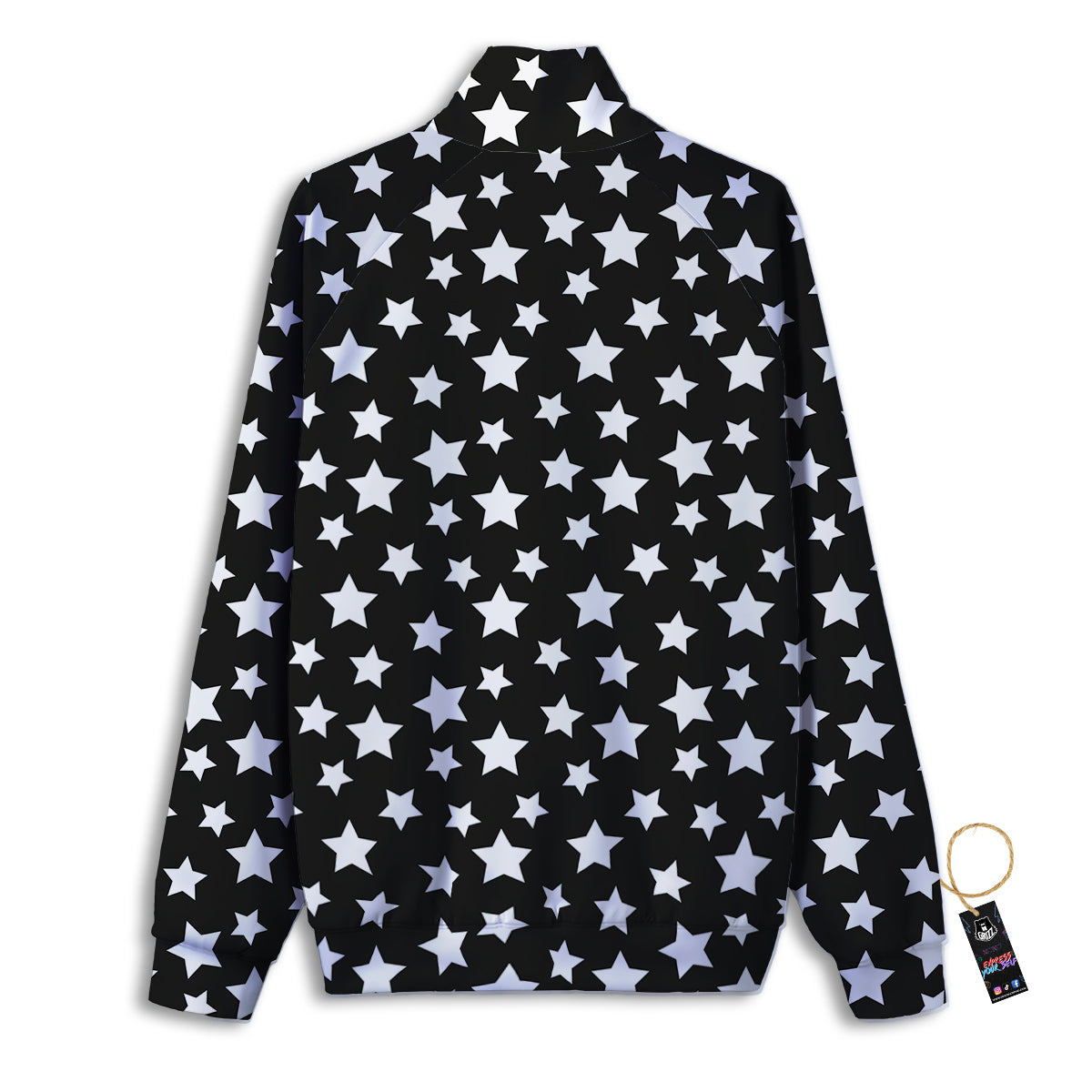 Star White And Black Print Pattern Track Jacket-grizzshop