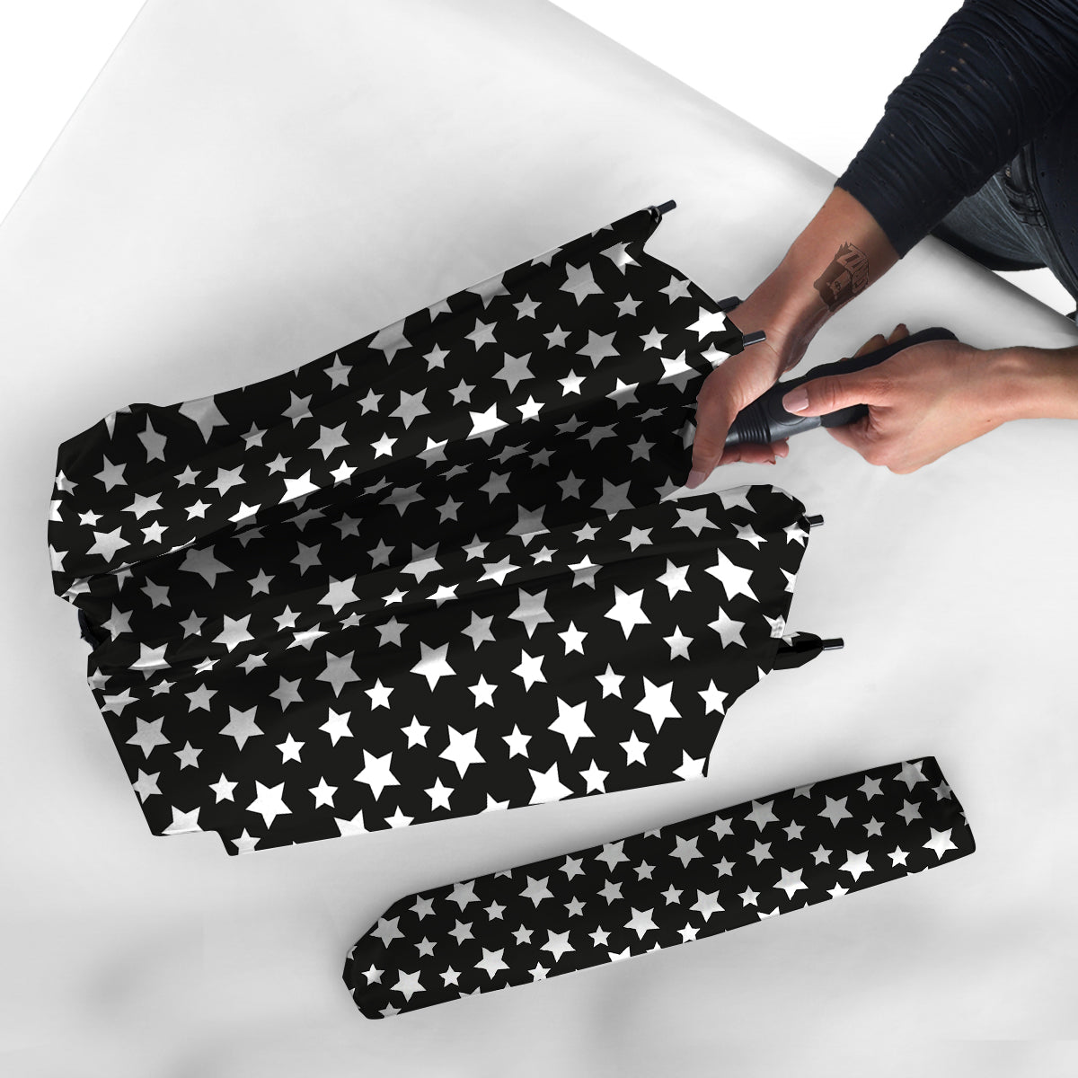 Star White And Black Print Pattern Umbrella-grizzshop