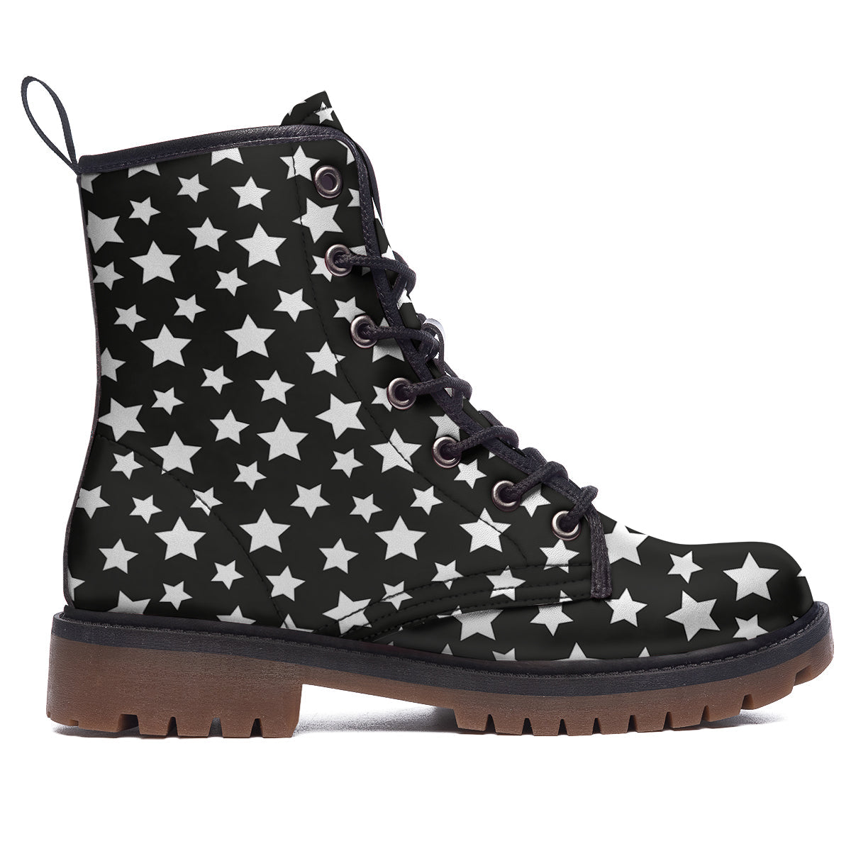Star White And Black Print Pattern Work Boots-grizzshop