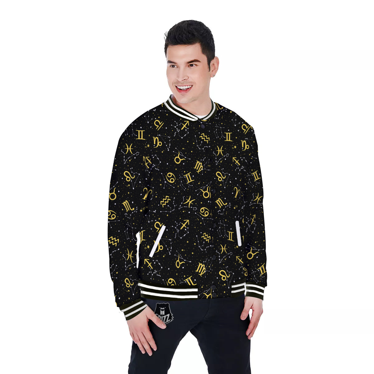 Star Zodiac Signs Print Pattern Baseball Jacket-grizzshop