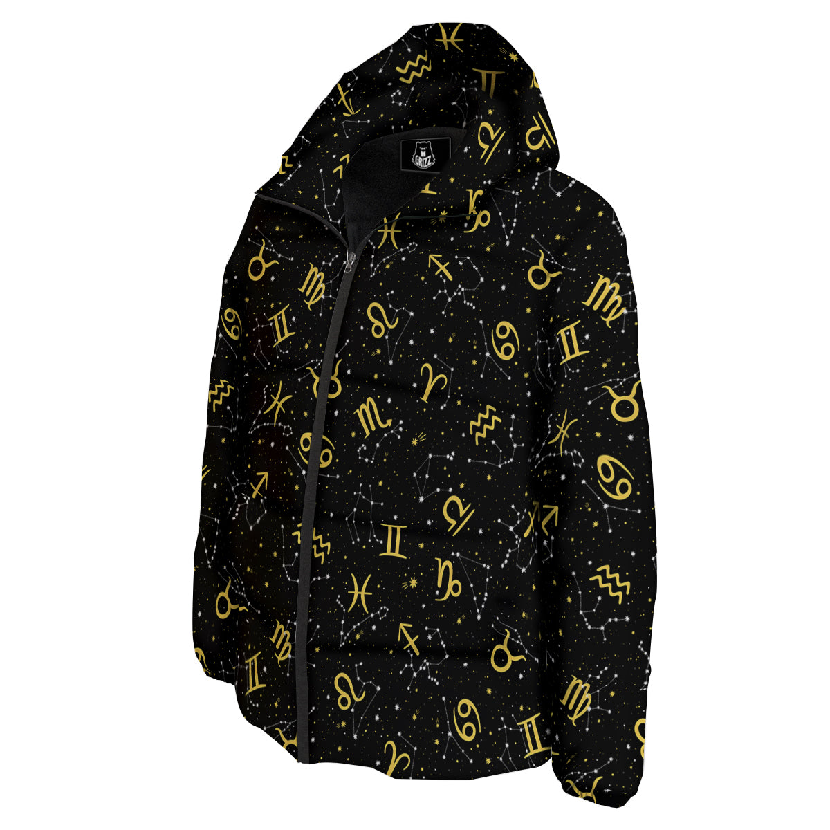 Star Zodiac Signs Print Pattern Down Jacket-grizzshop