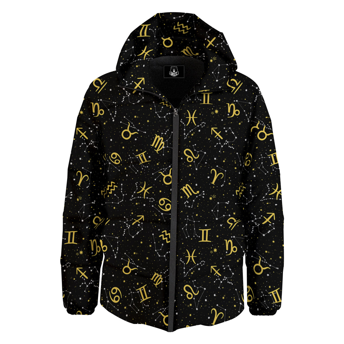 Star Zodiac Signs Print Pattern Down Jacket-grizzshop
