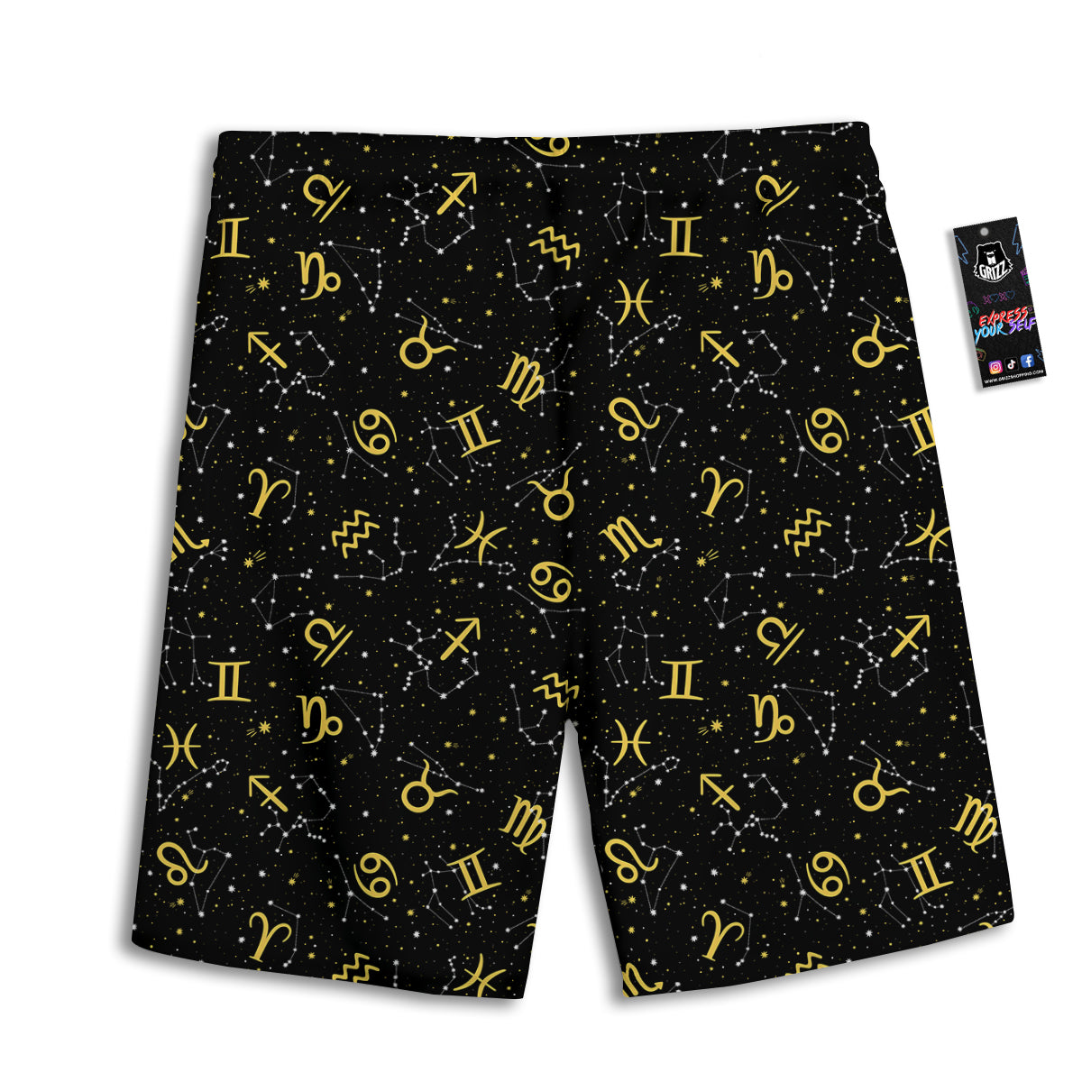 Star Zodiac Signs Print Pattern Men's Athletic Shorts