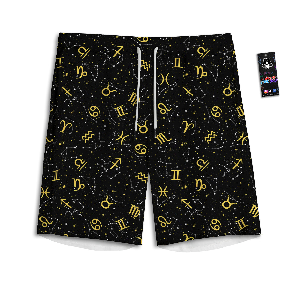 Star Zodiac Signs Print Pattern Men's Athletic Shorts