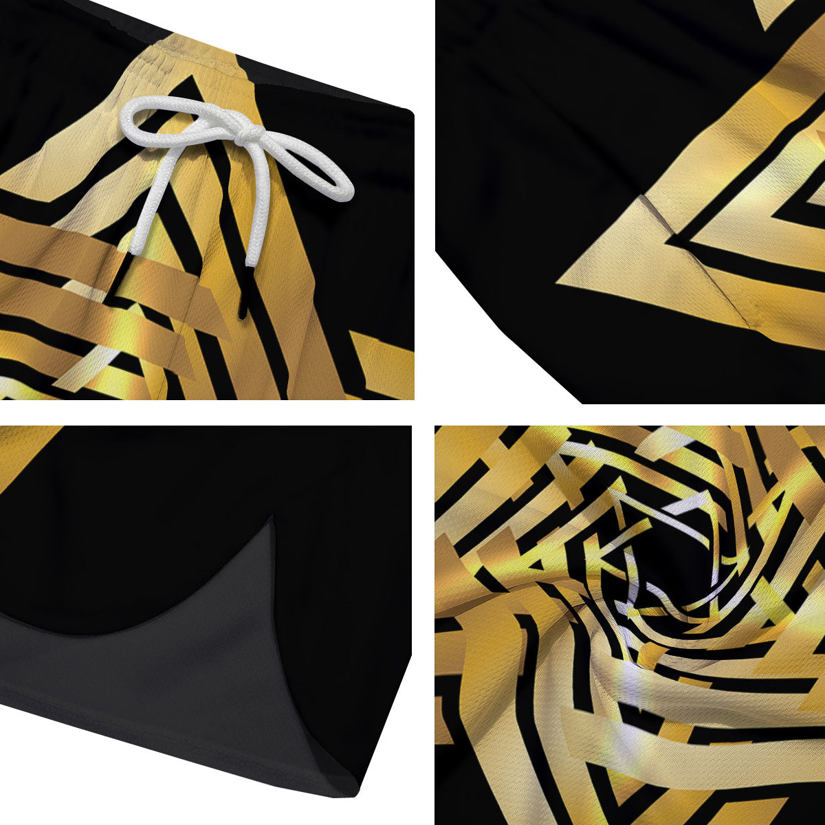 Star of David Gold And Black Print Men's Running Shorts-grizzshop