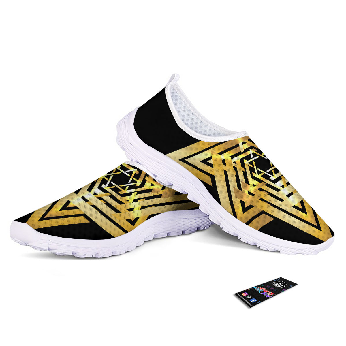 Star of David Gold And Black Print Nurse Shoes-grizzshop