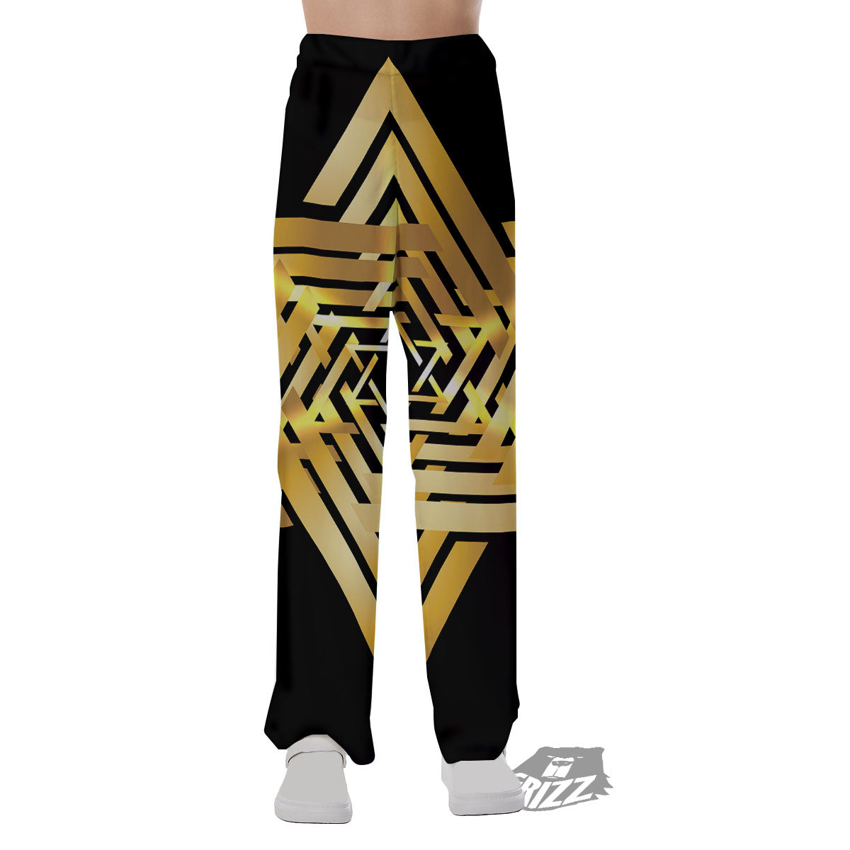 Star of David Gold And Black Print Pajama Pants-grizzshop