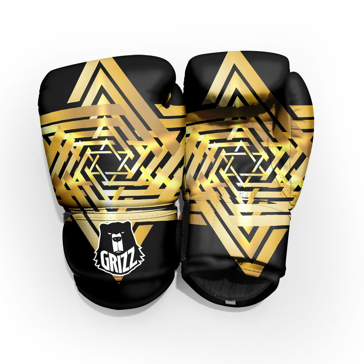 Star of David Gold And Black Print Pro Boxing Glove
