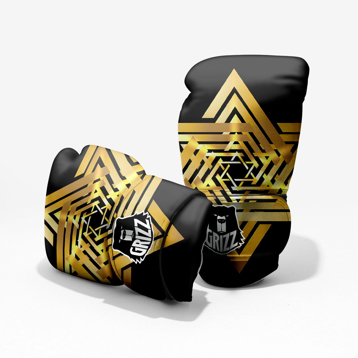 Star of David Gold And Black Print Pro Boxing Glove