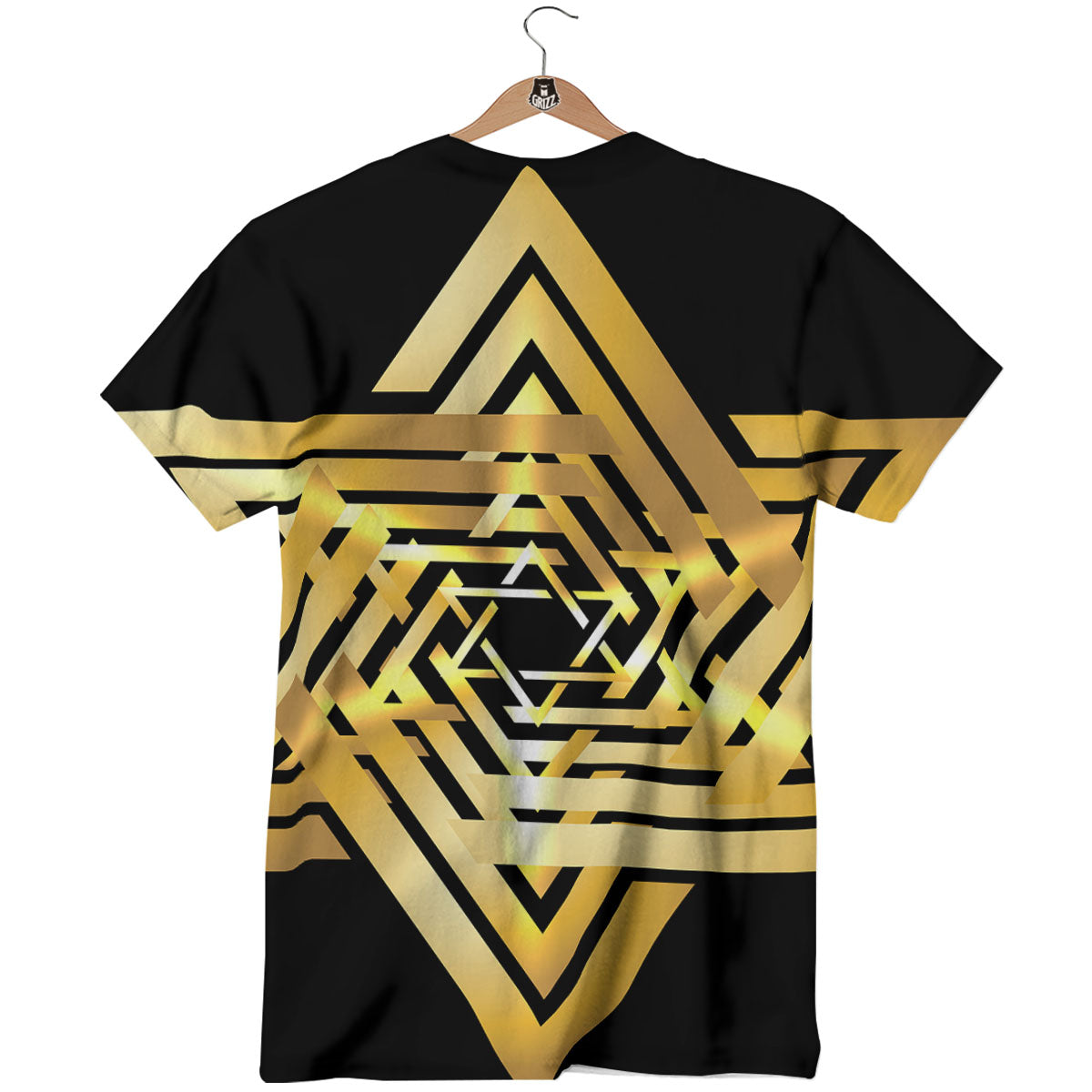 Star of David Gold And Black Print T-Shirt-grizzshop