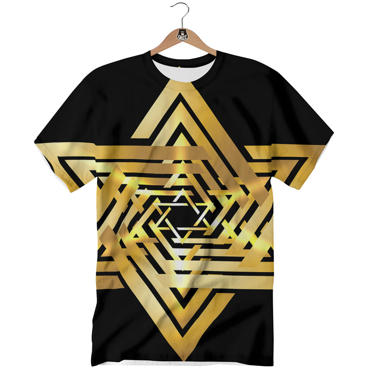 Star of David Gold And Black Print T-Shirt-grizzshop