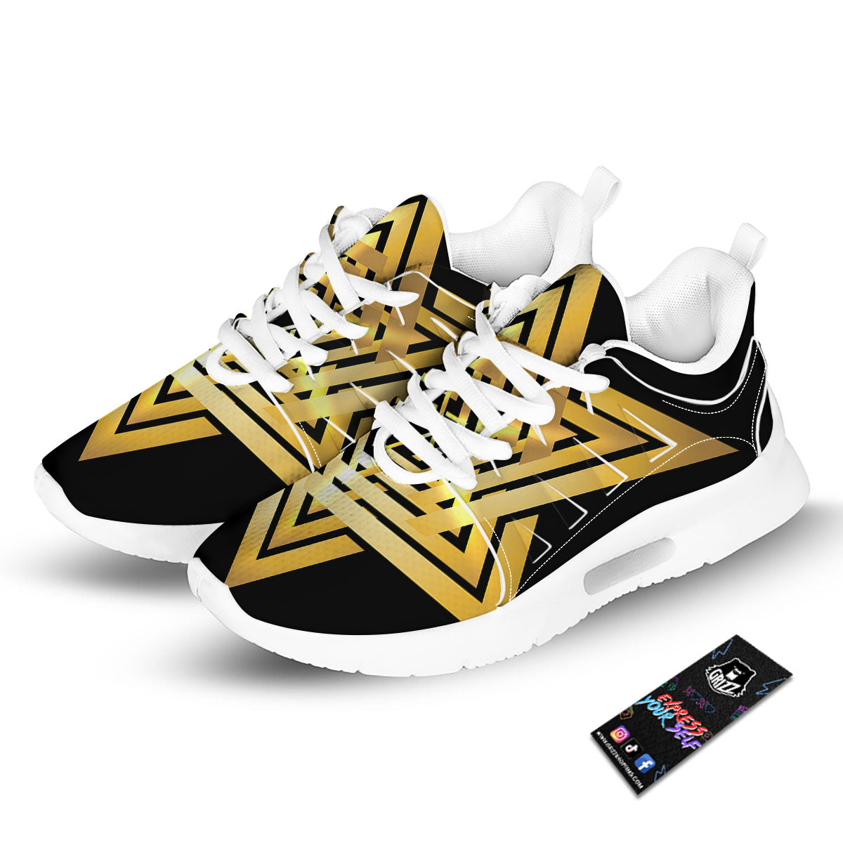Star of David Gold And Black Print Tennis Shoes-grizzshop