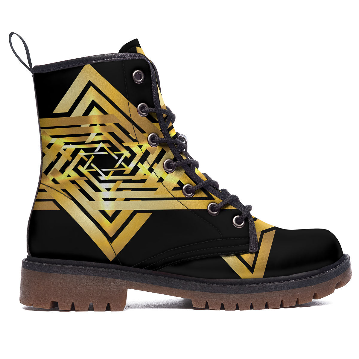 Star of David Gold And Black Print Work Boots-grizzshop