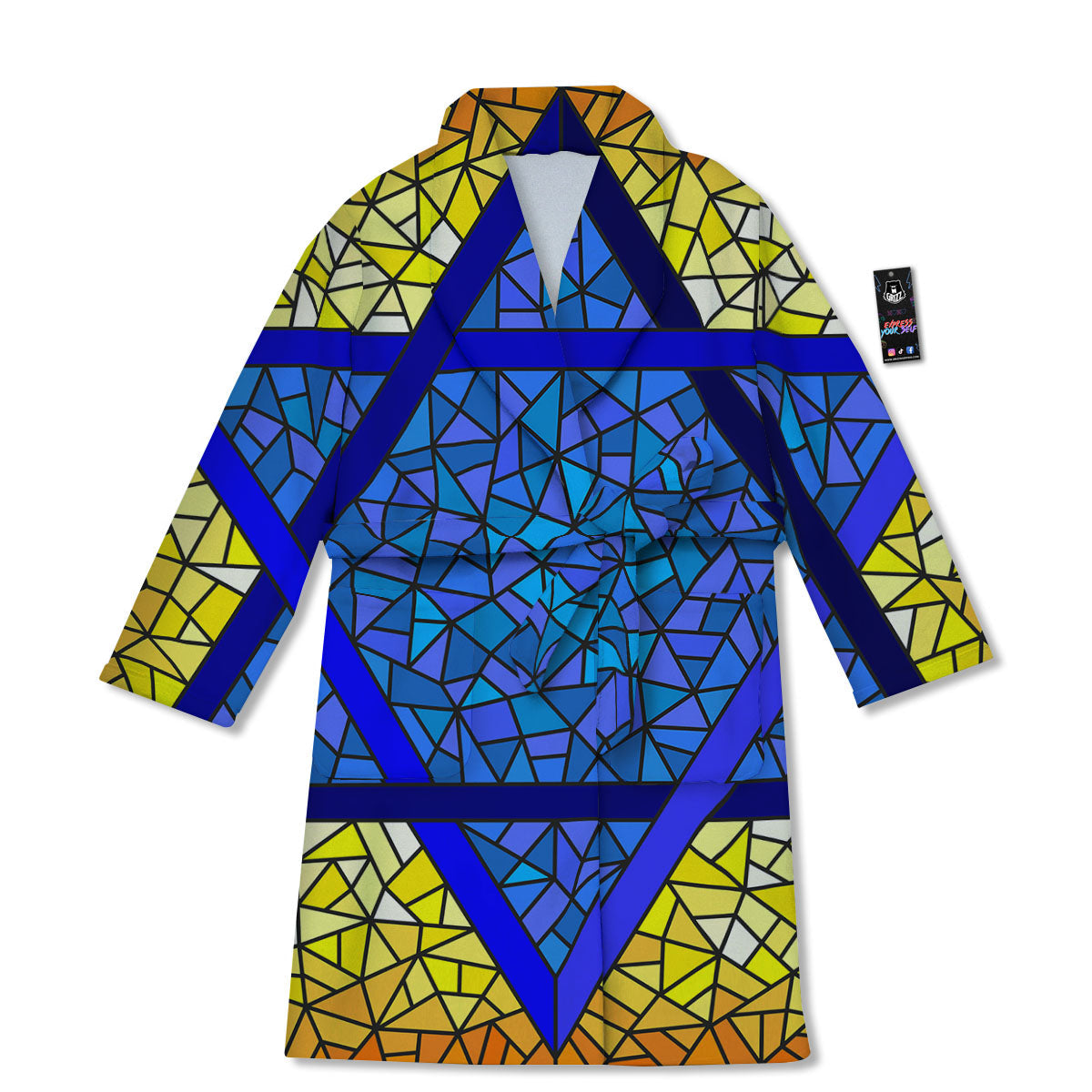 Star of David Stained Glass Print Bathrobe-grizzshop
