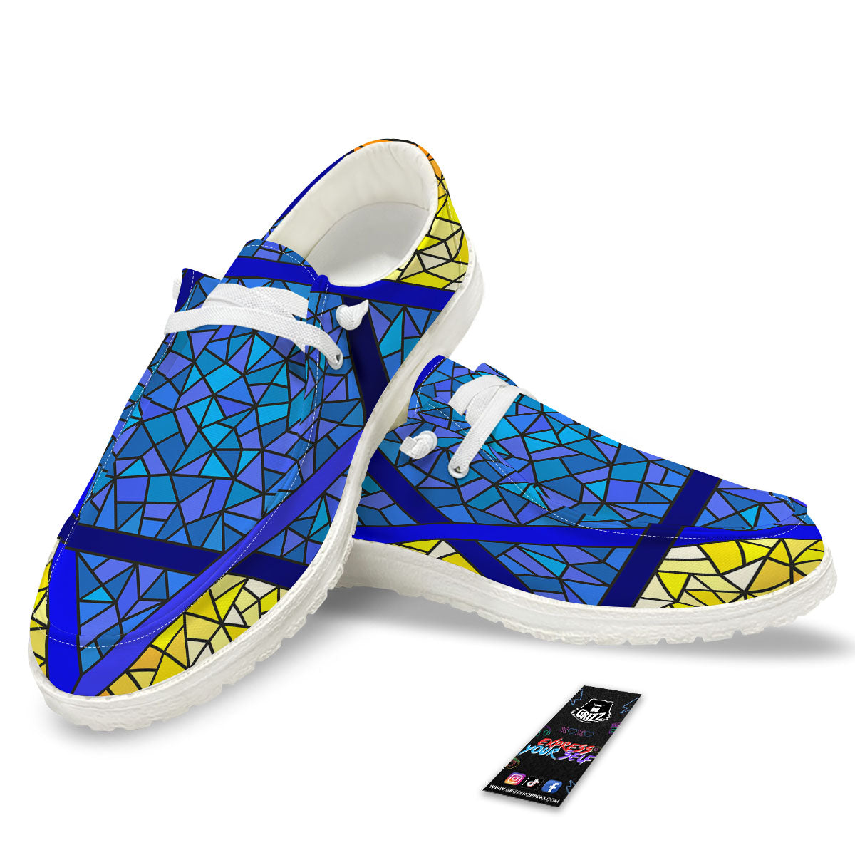 Star of David Stained Glass Print Black Loafers-grizzshop