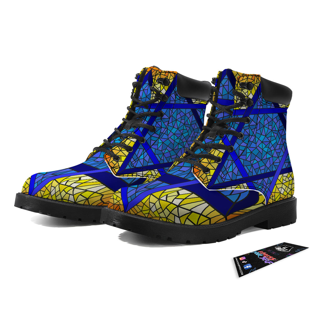 Star of David Stained Glass Print Boots-grizzshop