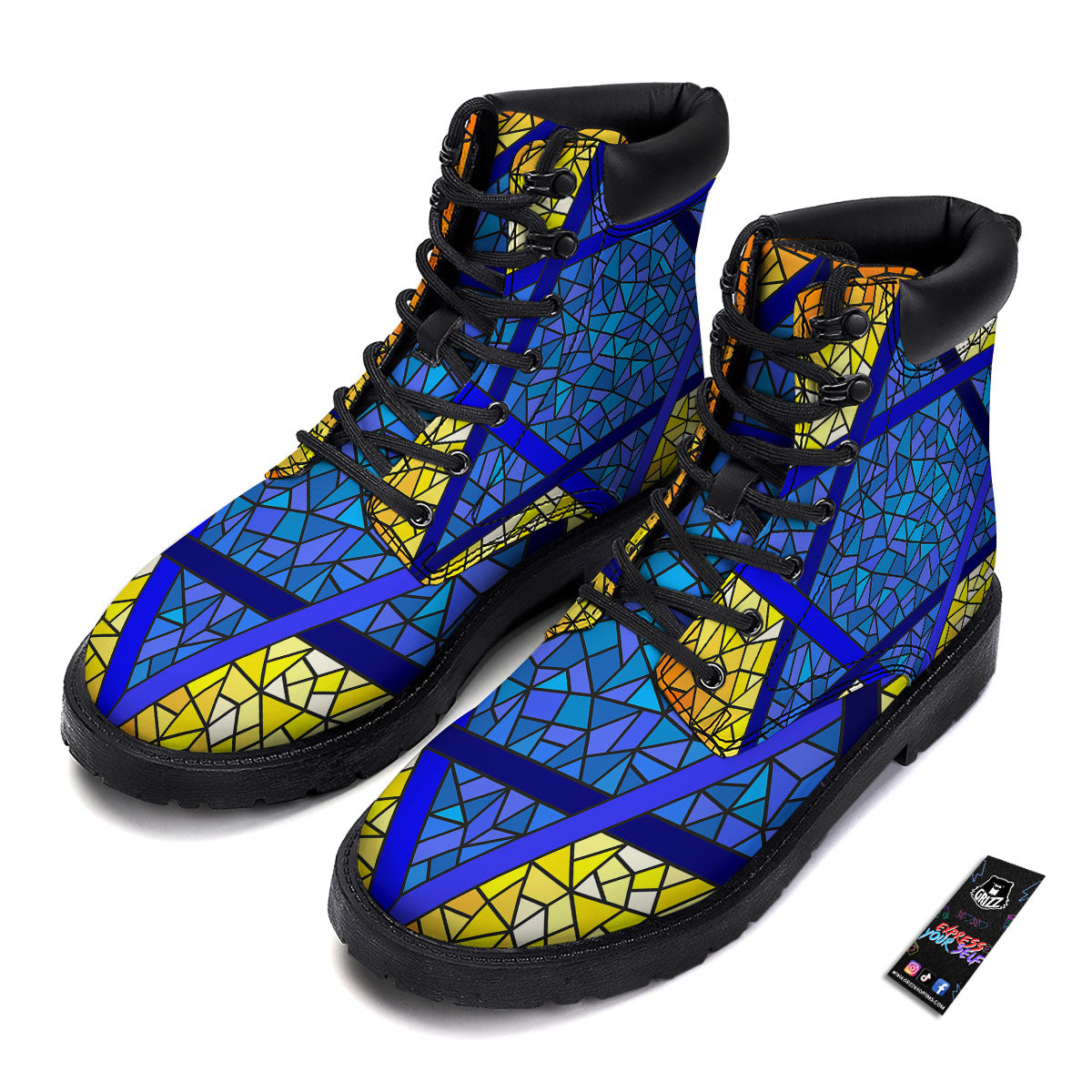 Star of David Stained Glass Print Boots-grizzshop