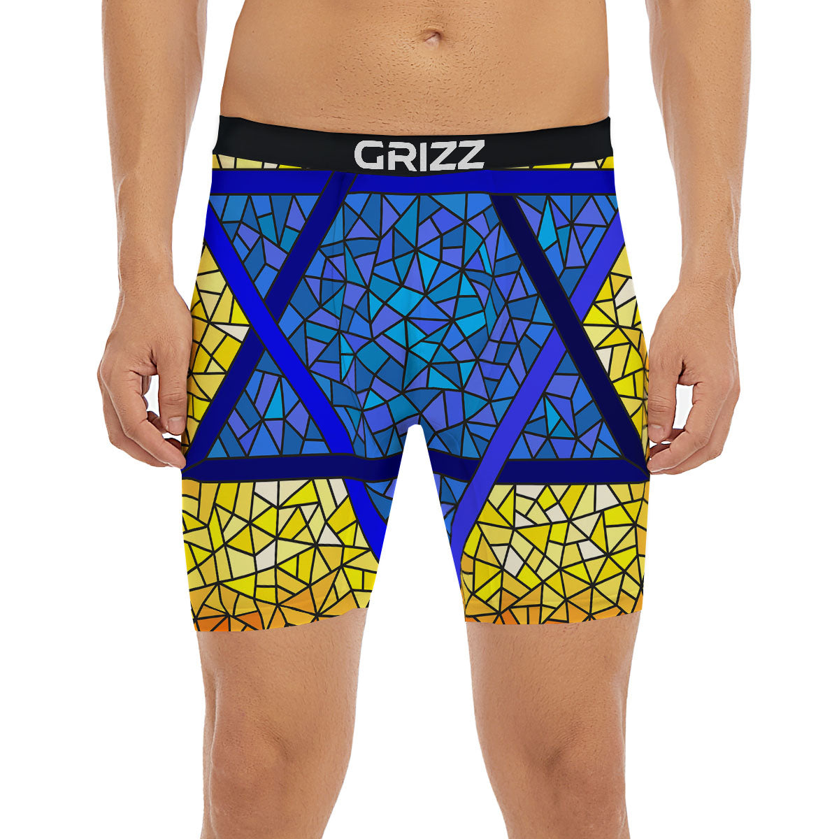 Star of David Stained Glass Print Boxer Briefs-grizzshop