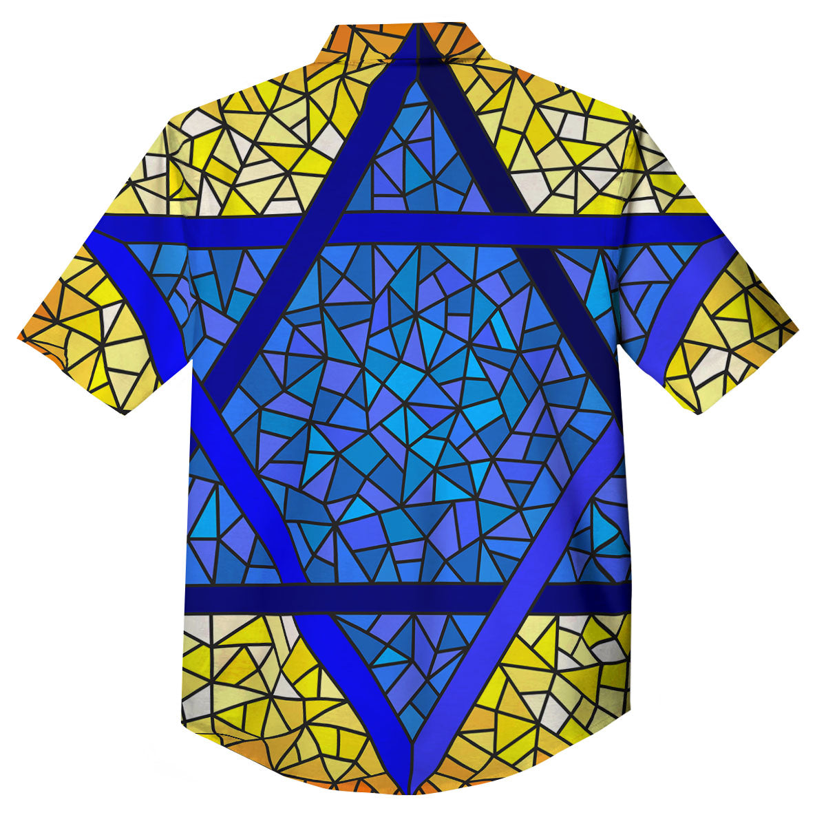 Star of David Stained Glass Print Button Up Shirt-grizzshop