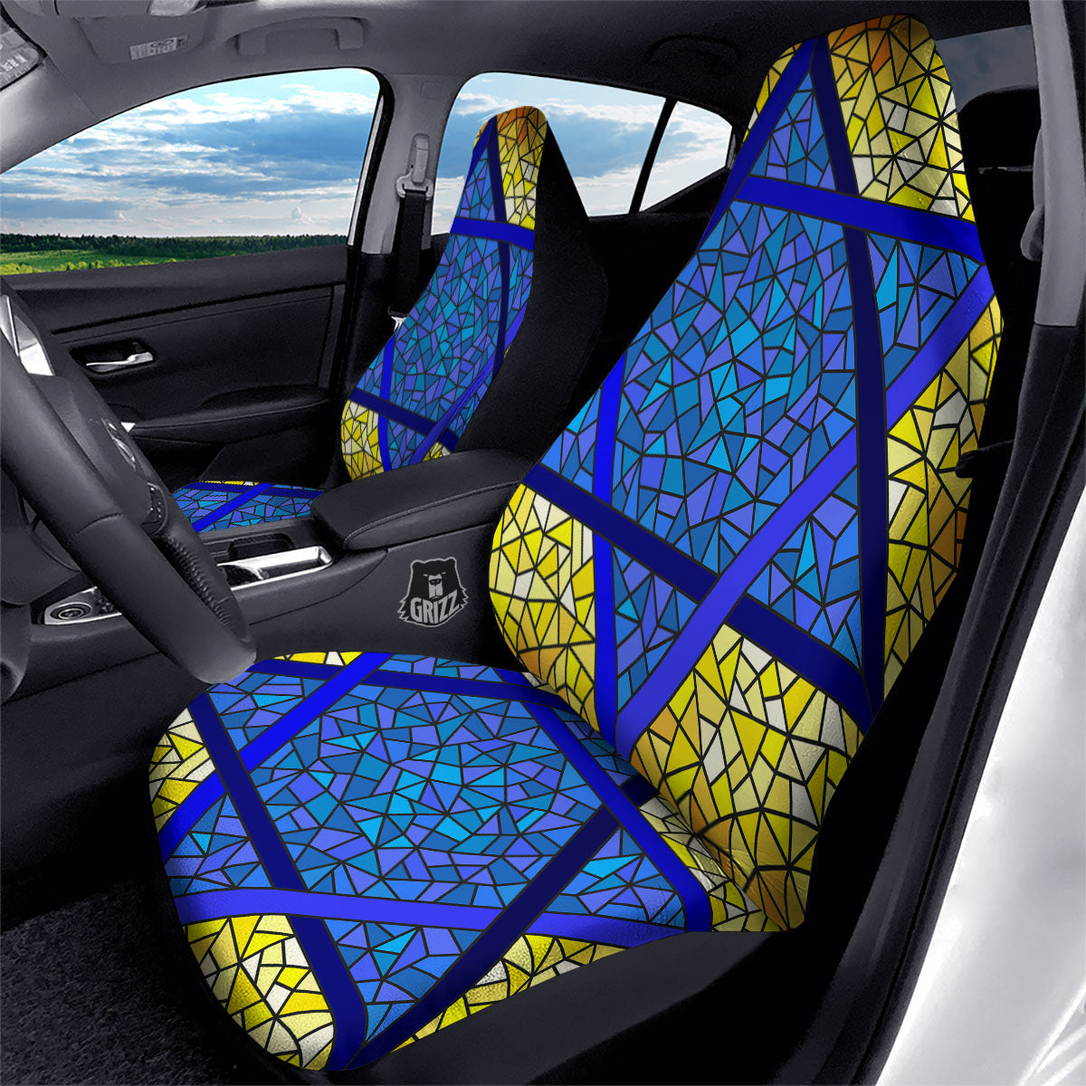 Star of David Stained Glass Print Car Seat Covers-grizzshop