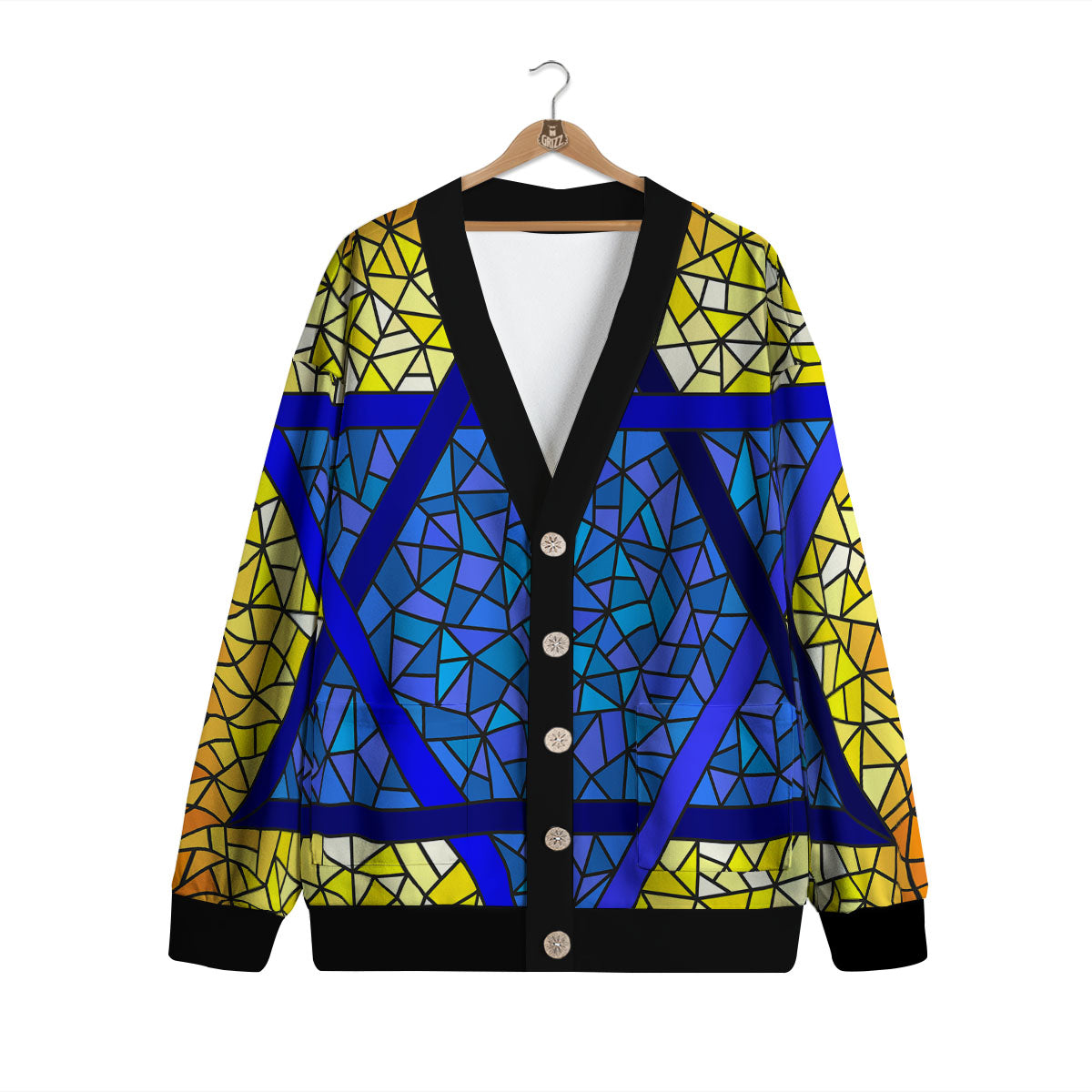Star of David Stained Glass Print Cardigan-grizzshop