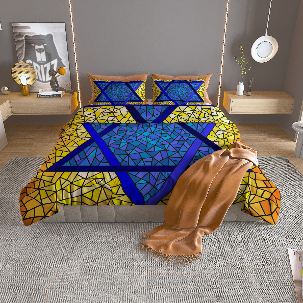 Sun Vintage Print Pattern Duvet Cover Bedding Set