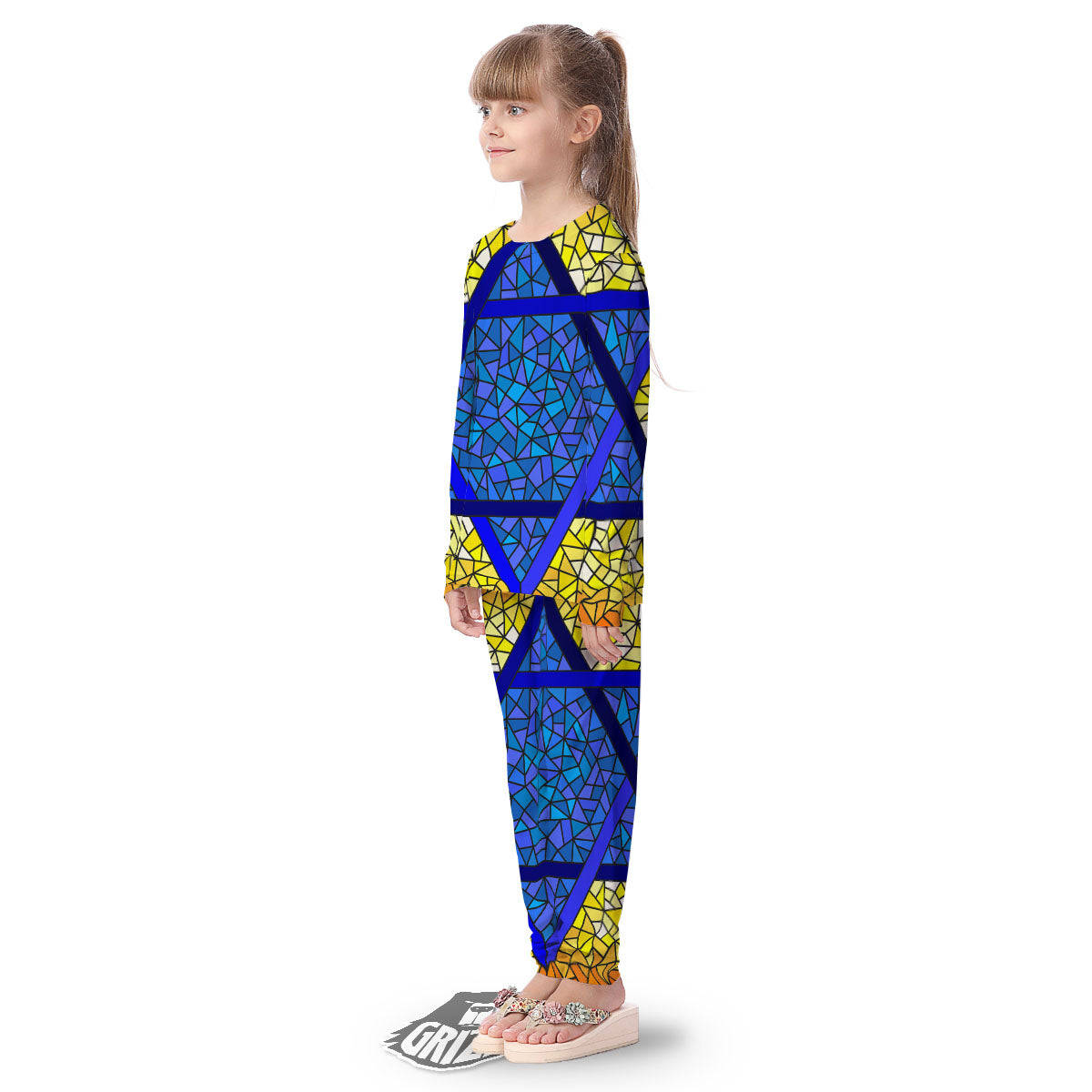 Star of David Stained Glass Print Kid's Pajamas-grizzshop