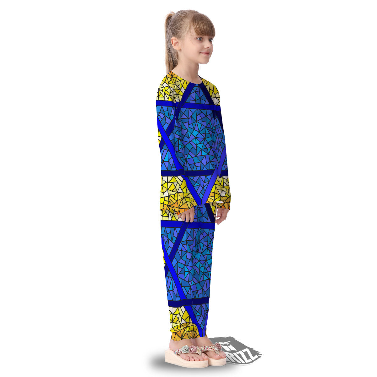 Star of David Stained Glass Print Kid's Pajamas-grizzshop