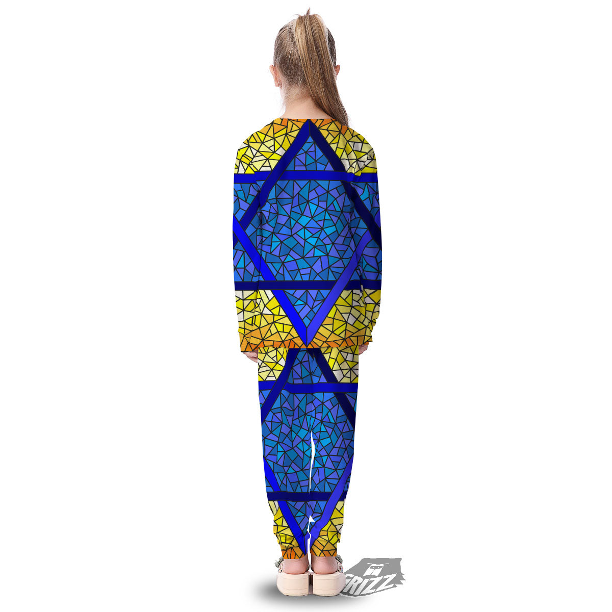 Star of David Stained Glass Print Kid's Pajamas-grizzshop