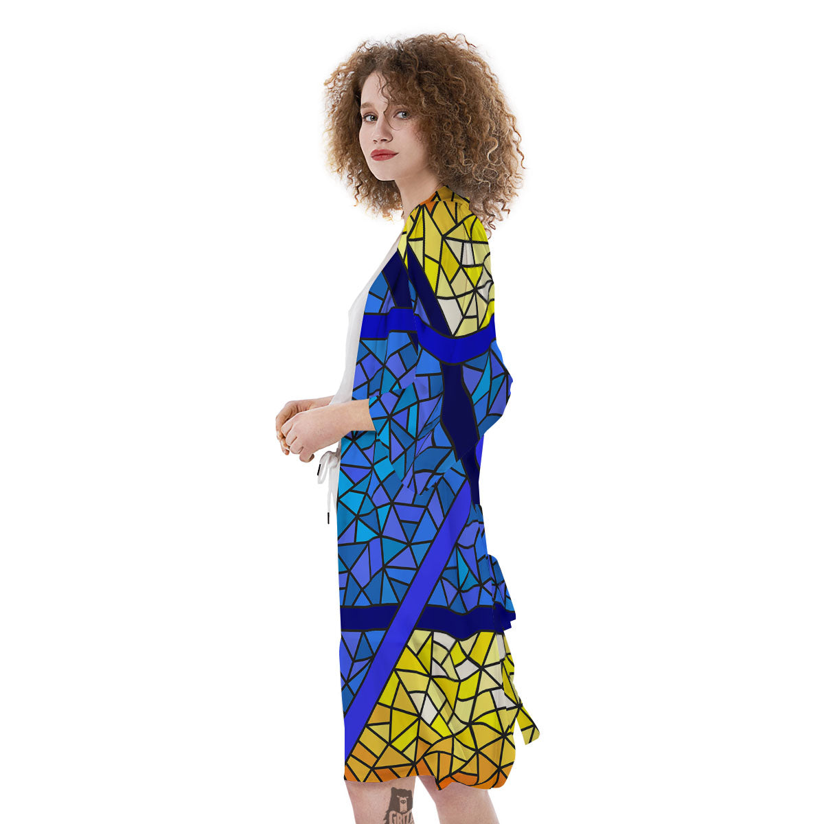 Star of David Stained Glass Print Kimono-grizzshop