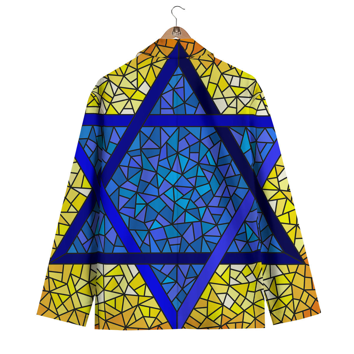 Star of David Stained Glass Print Men's Blazer-grizzshop