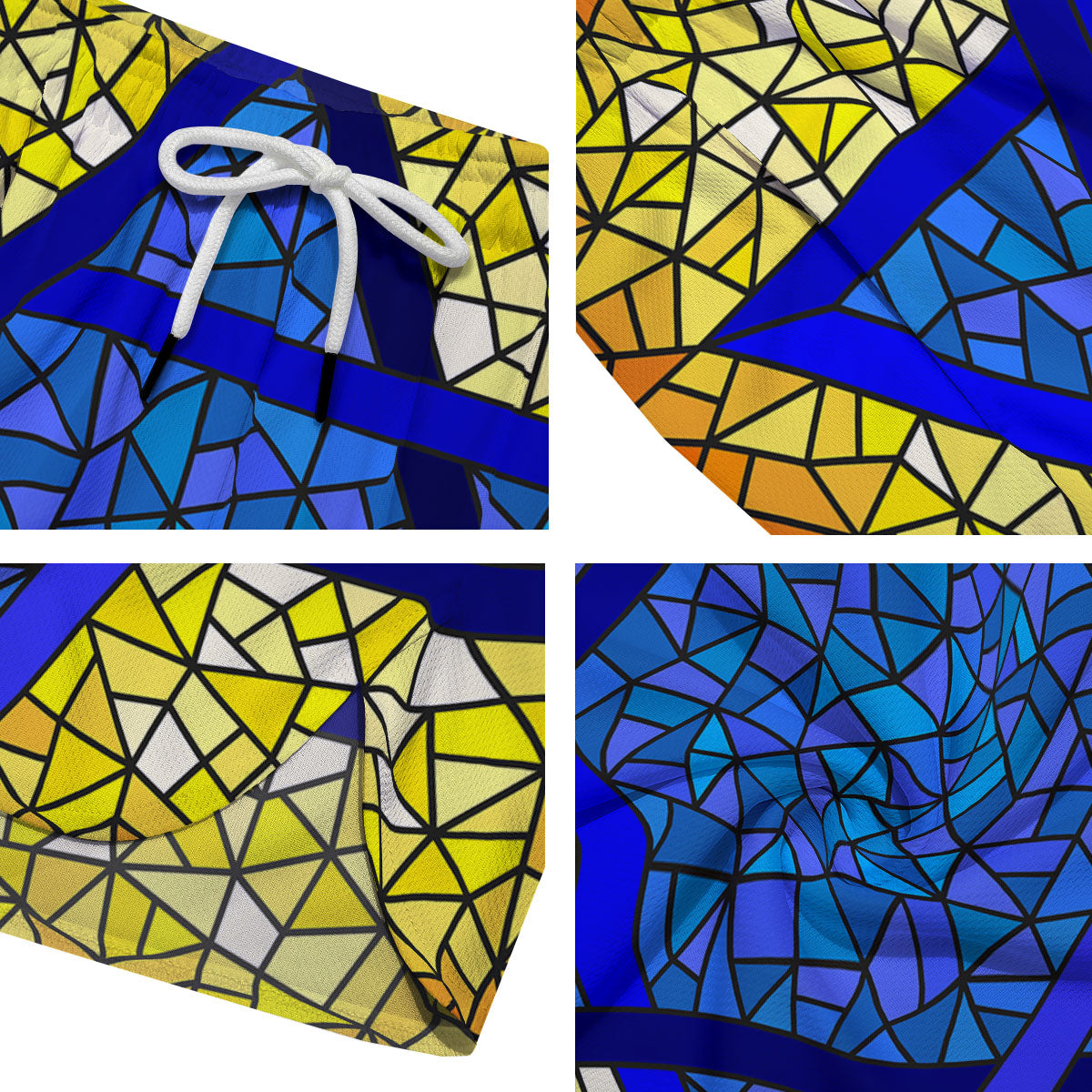 Star of David Stained Glass Print Men's Running Shorts-grizzshop