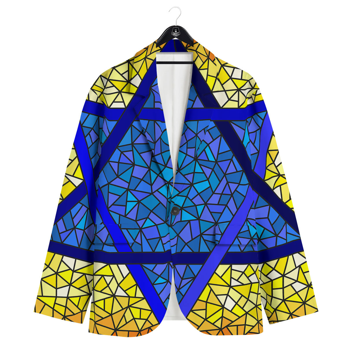 Star of David Stained Glass Print Men's Sport Coat-grizzshop