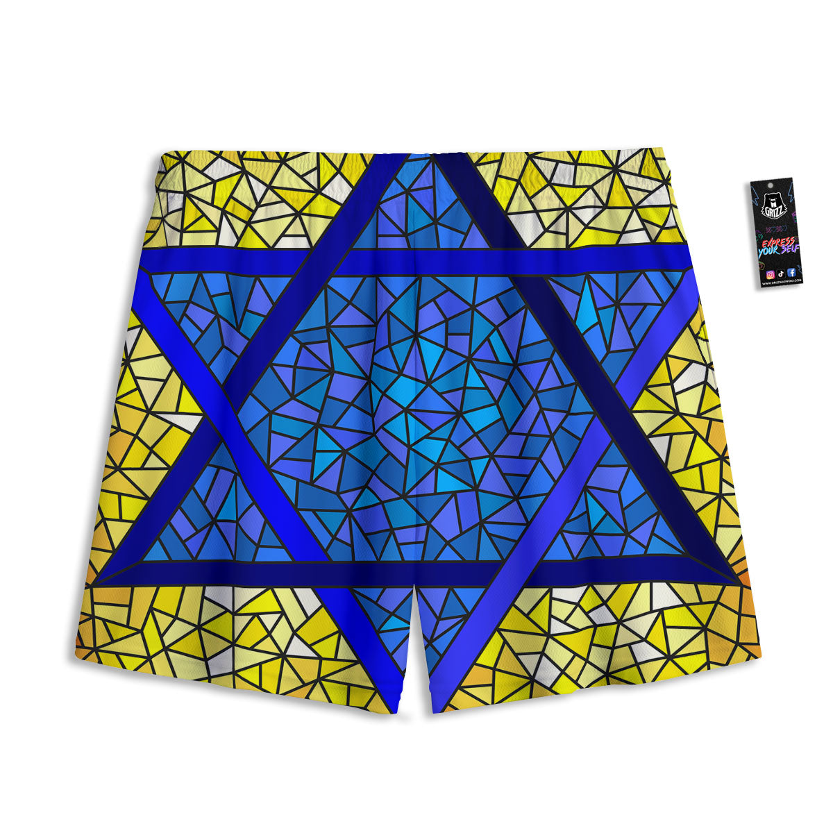 Star of David Stained Glass Print Mesh Shorts