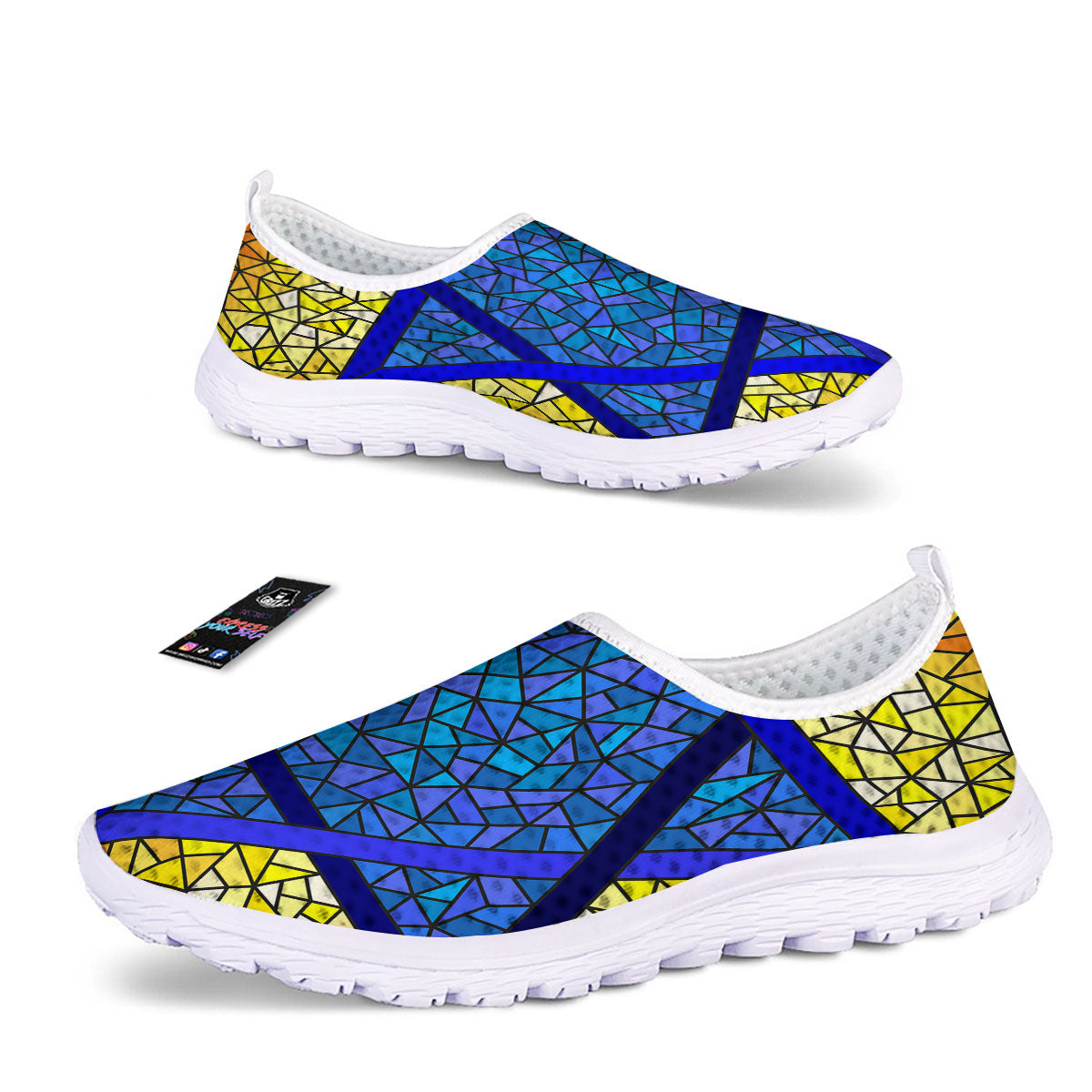 Star of David Stained Glass Print Nurse Shoes-grizzshop