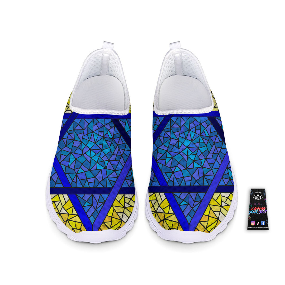 Star of David Stained Glass Print Nurse Shoes-grizzshop
