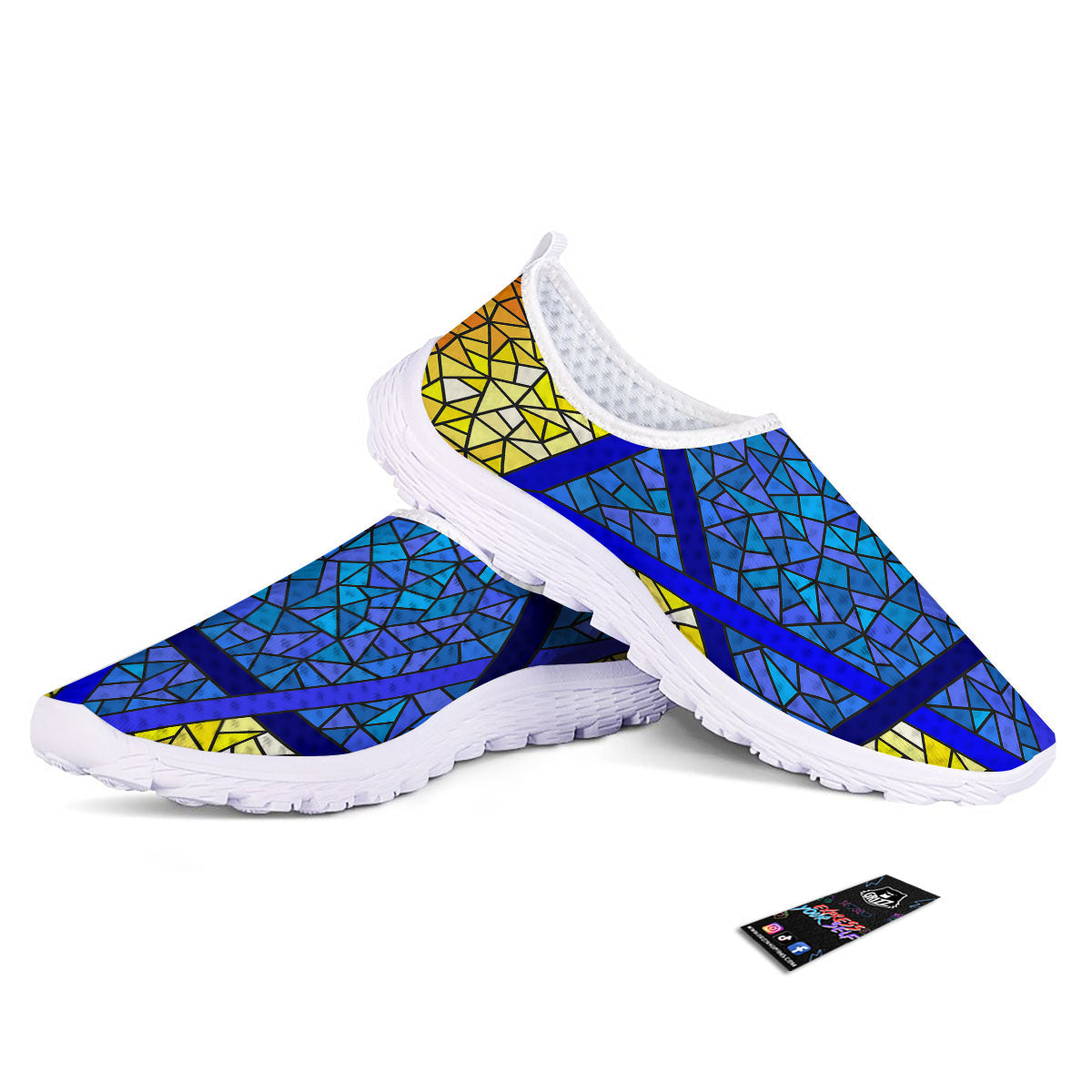 Star of David Stained Glass Print Nurse Shoes-grizzshop