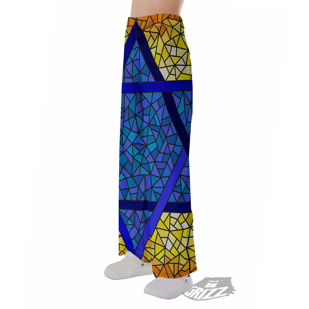 Star of David Stained Glass Print Pajama Pants-grizzshop