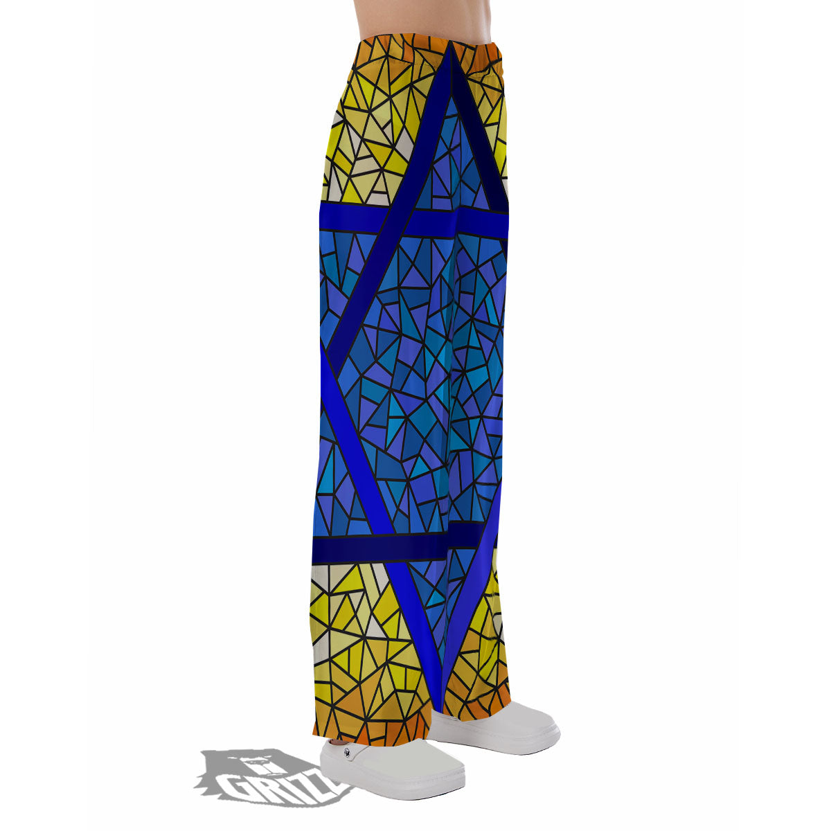 Star of David Stained Glass Print Pajama Pants-grizzshop