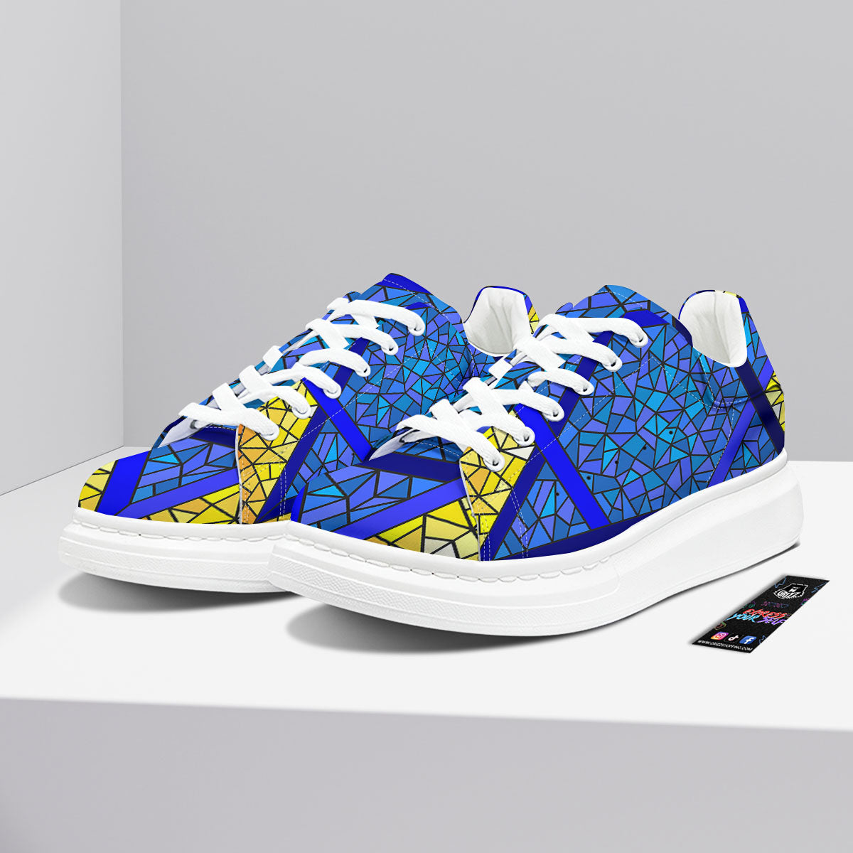 Star of David Stained Glass Print Platform Shoes-grizzshop