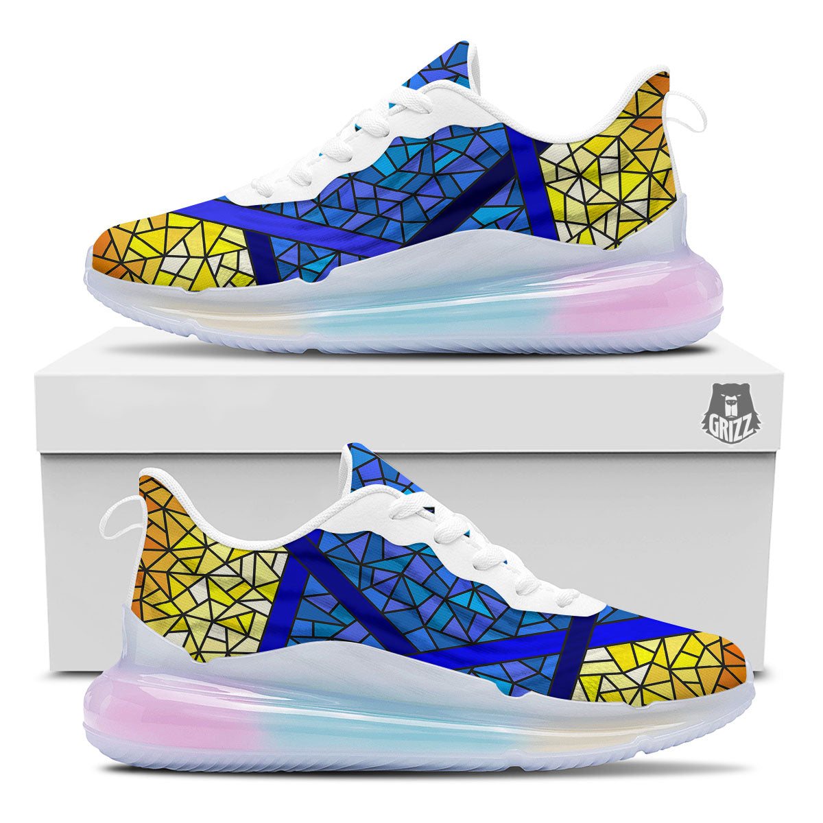 Star of David Stained Glass Print Running Sneakers-grizzshop