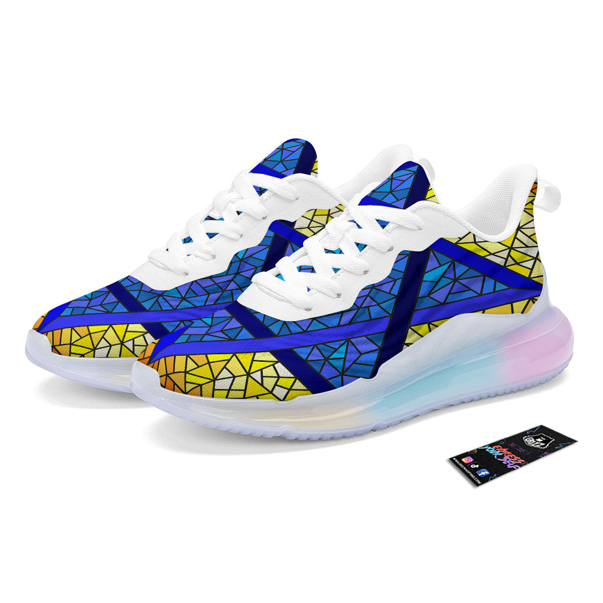Star of David Stained Glass Print Running Sneakers-grizzshop