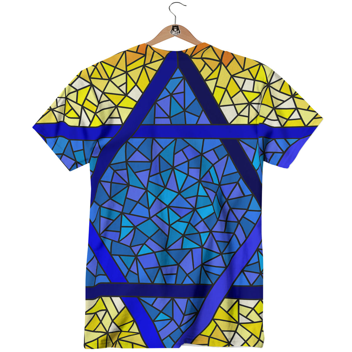 Star of David Stained Glass Print T-Shirt-grizzshop