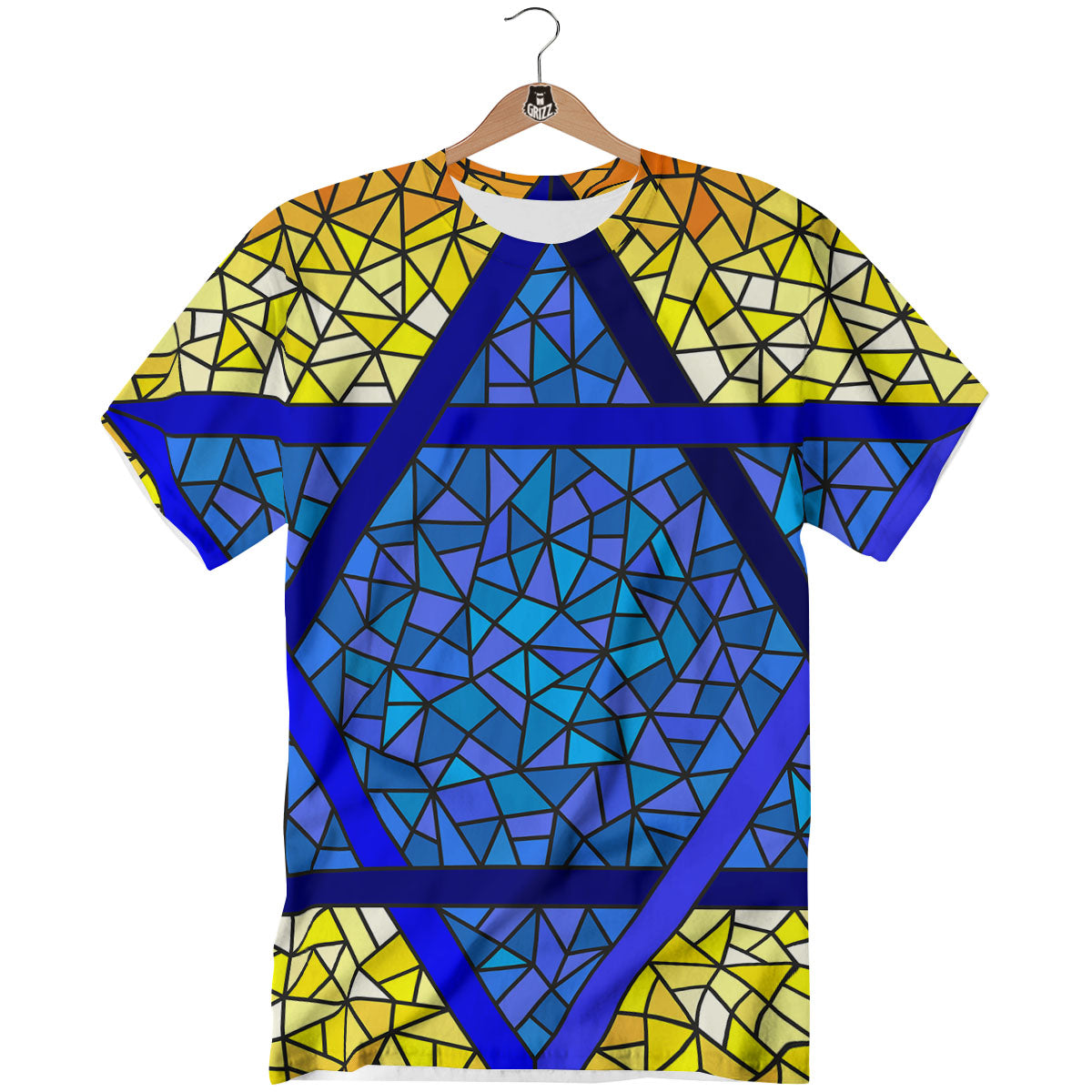 Star of David Stained Glass Print T-Shirt-grizzshop