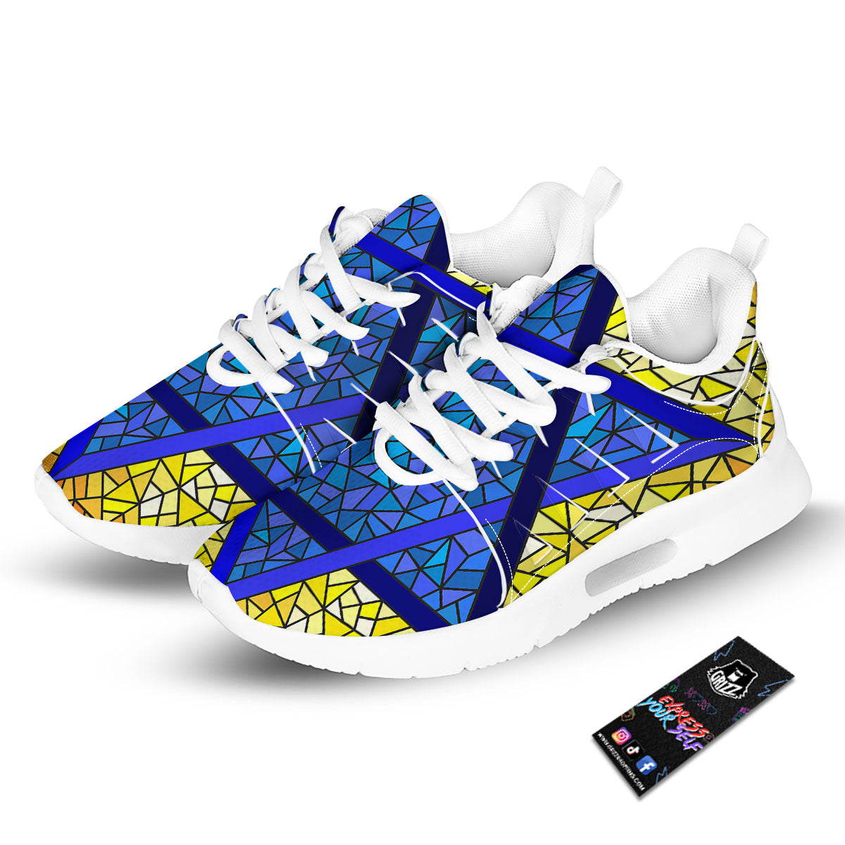 Star of David Stained Glass Print Tennis Shoes-grizzshop
