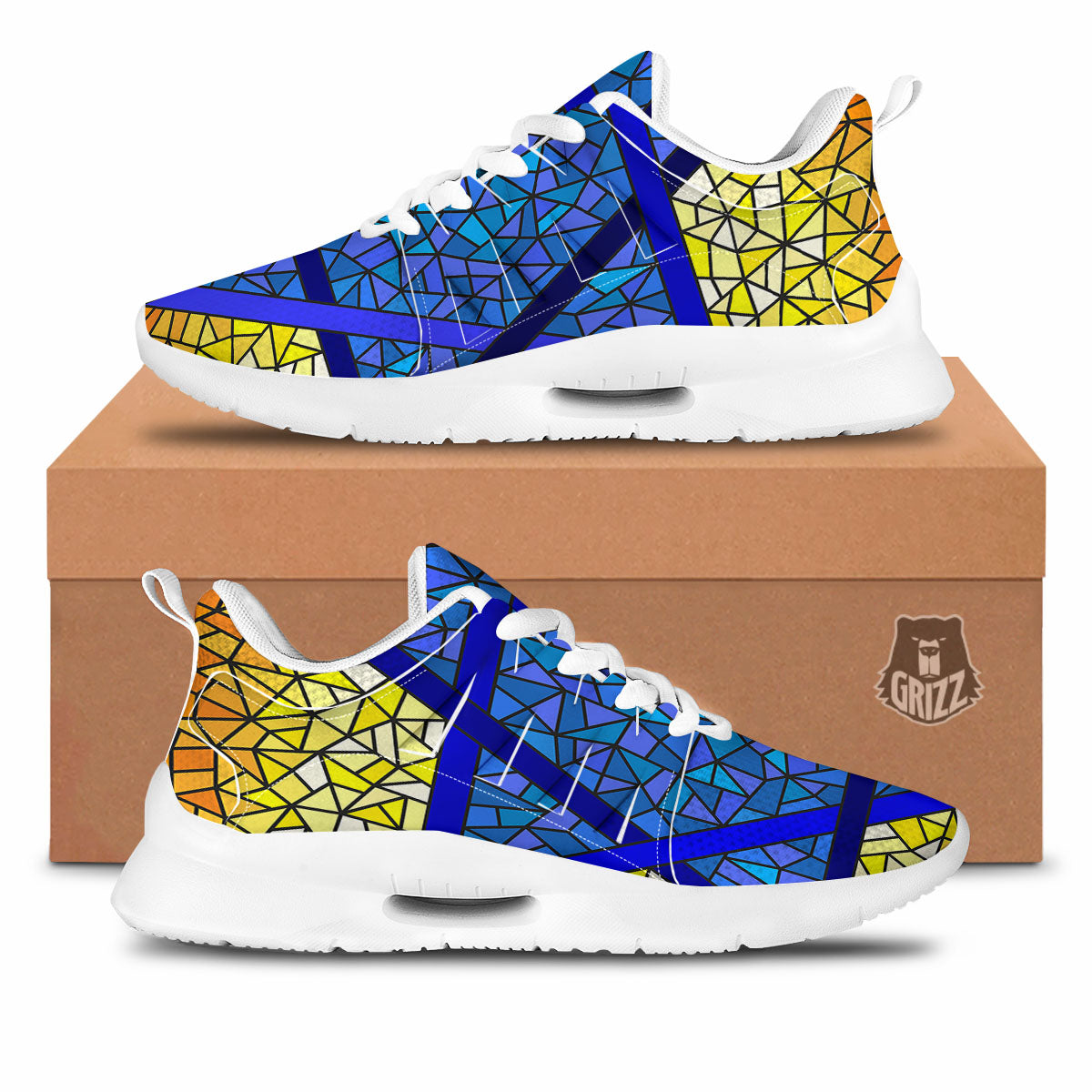 Star of David Stained Glass Print Tennis Shoes-grizzshop